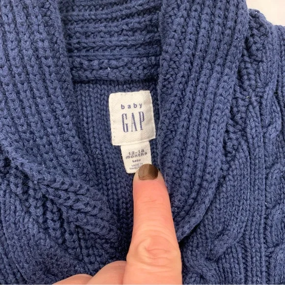 Baby Gap Blue Cable Knit Cardigan - 12-18 Months - Picture 4 of 5